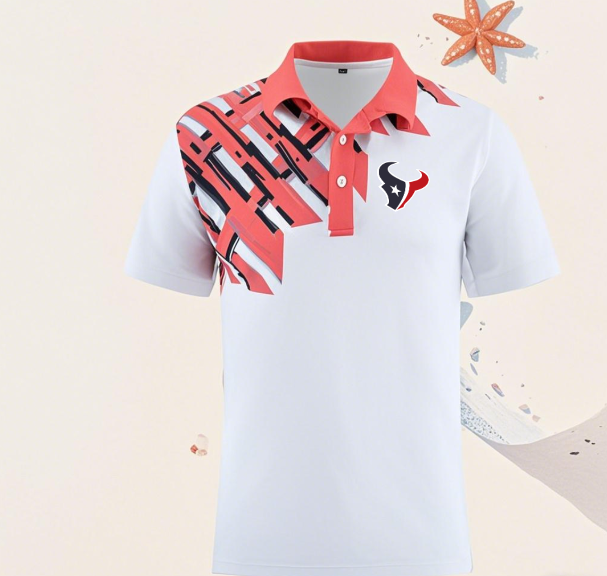 Houston Texans white #14 Men 2025 NFL polo T shirt